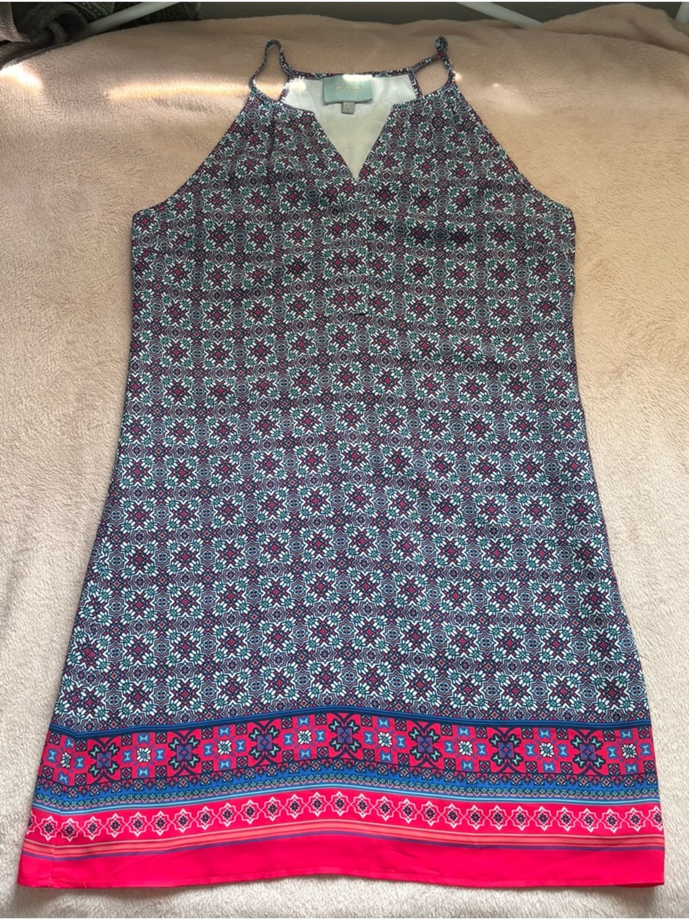 Skies Are Blue Geometric Print Sleeveless Dress Size Medium